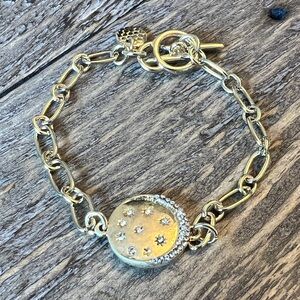 NEW MARLYN SCHIFF Pave Moon & Stars Disc Charm Bracelet